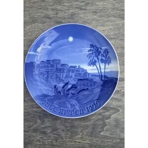 Vintage Bing & Grondahl B&G Jule-Aften 1922 Christmas Plate Denmark Blue Holiday